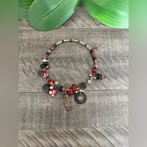 Elegant Red and Black Beaded Chocker with fish pendant